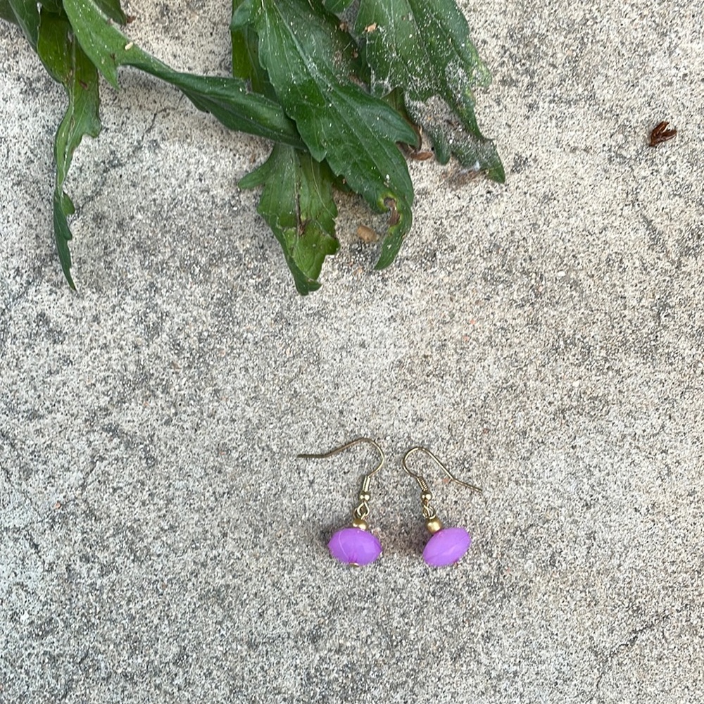 Lavender Crystal Cut Beaded, Drop Earrings